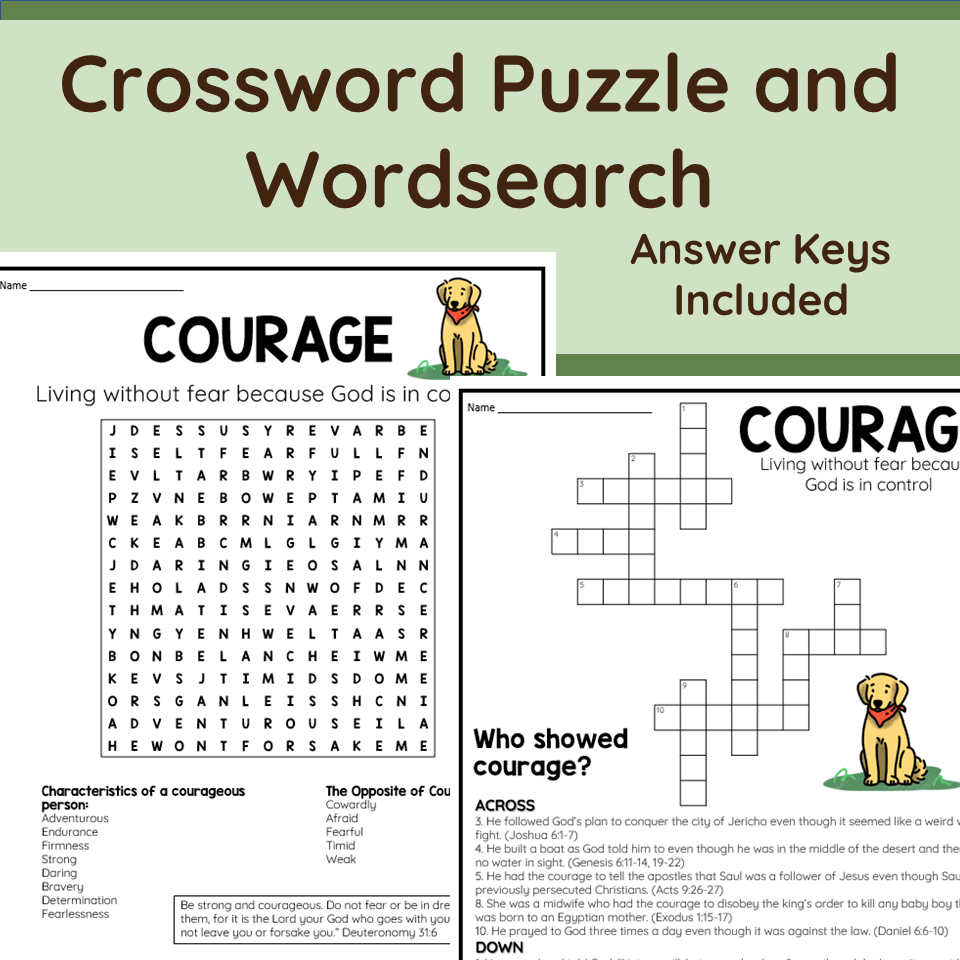 Courage Christian Character Trait Packet No Prep Classful