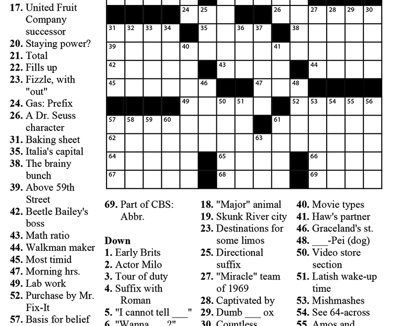 Crossword The Austin Chronicle