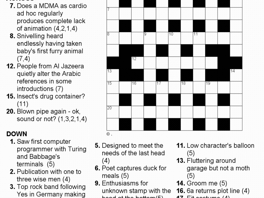 Cryptic Crossword At Crosshare