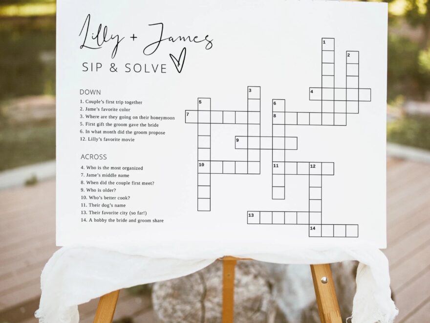 Custom Wedding Crossword Puzzle Template Personalized Bridal Shower Crossword Game Sip Solve Wedding Game Download Wedding Crossword Etsy