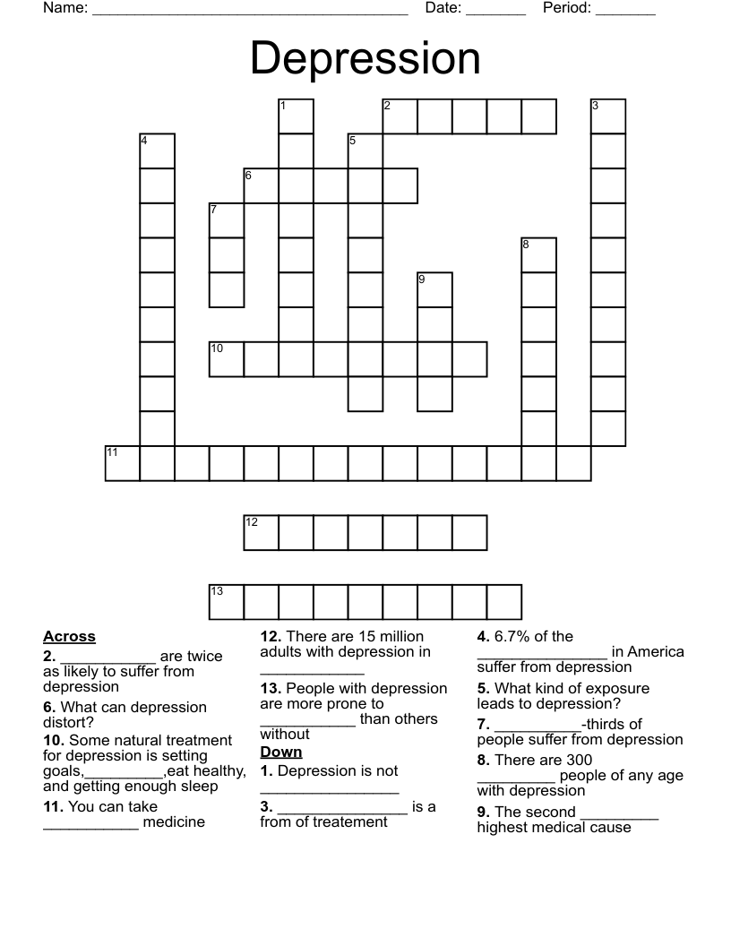 Depression Crossword WordMint