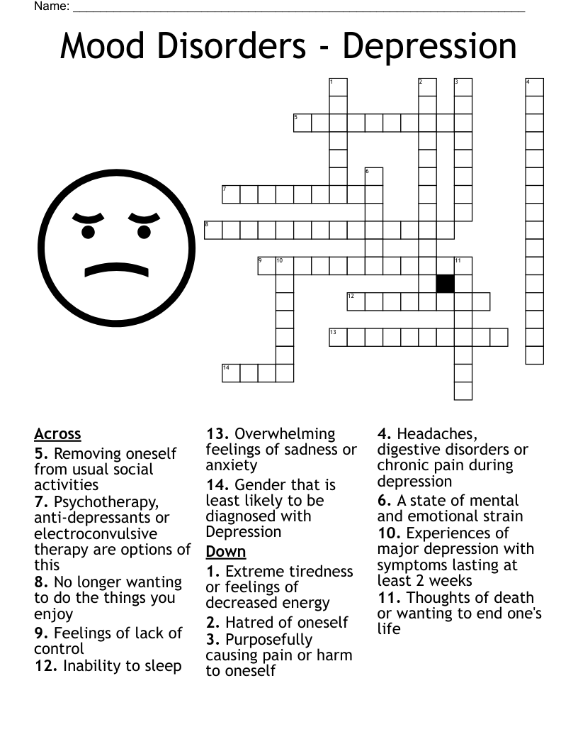 Depression In College Students Crossword WordMint