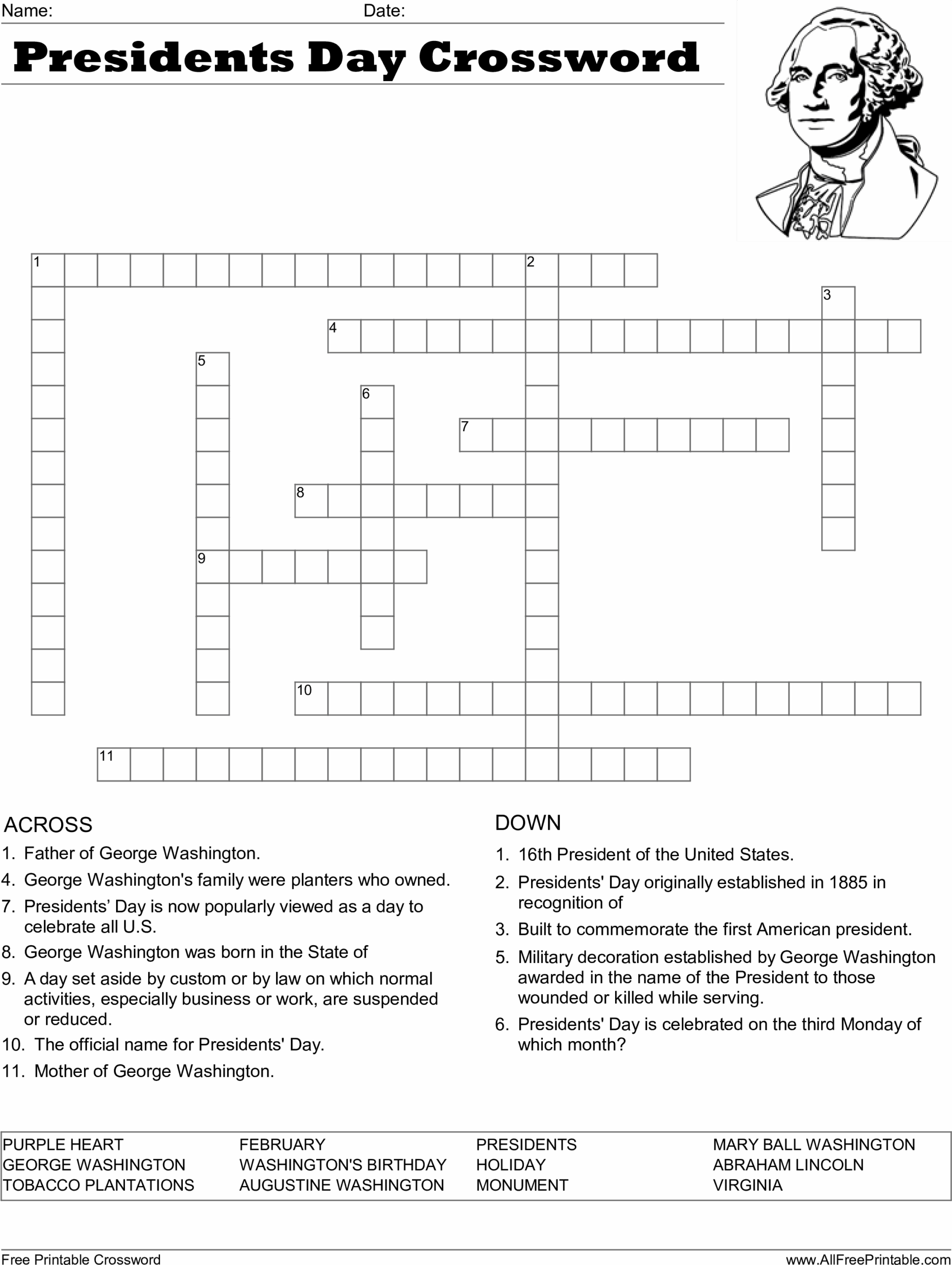 Download HD Us Presidents Day Crossword Puzzle Main Image Presidents Day Crossword Puzzle Transparent PNG Image NicePNG