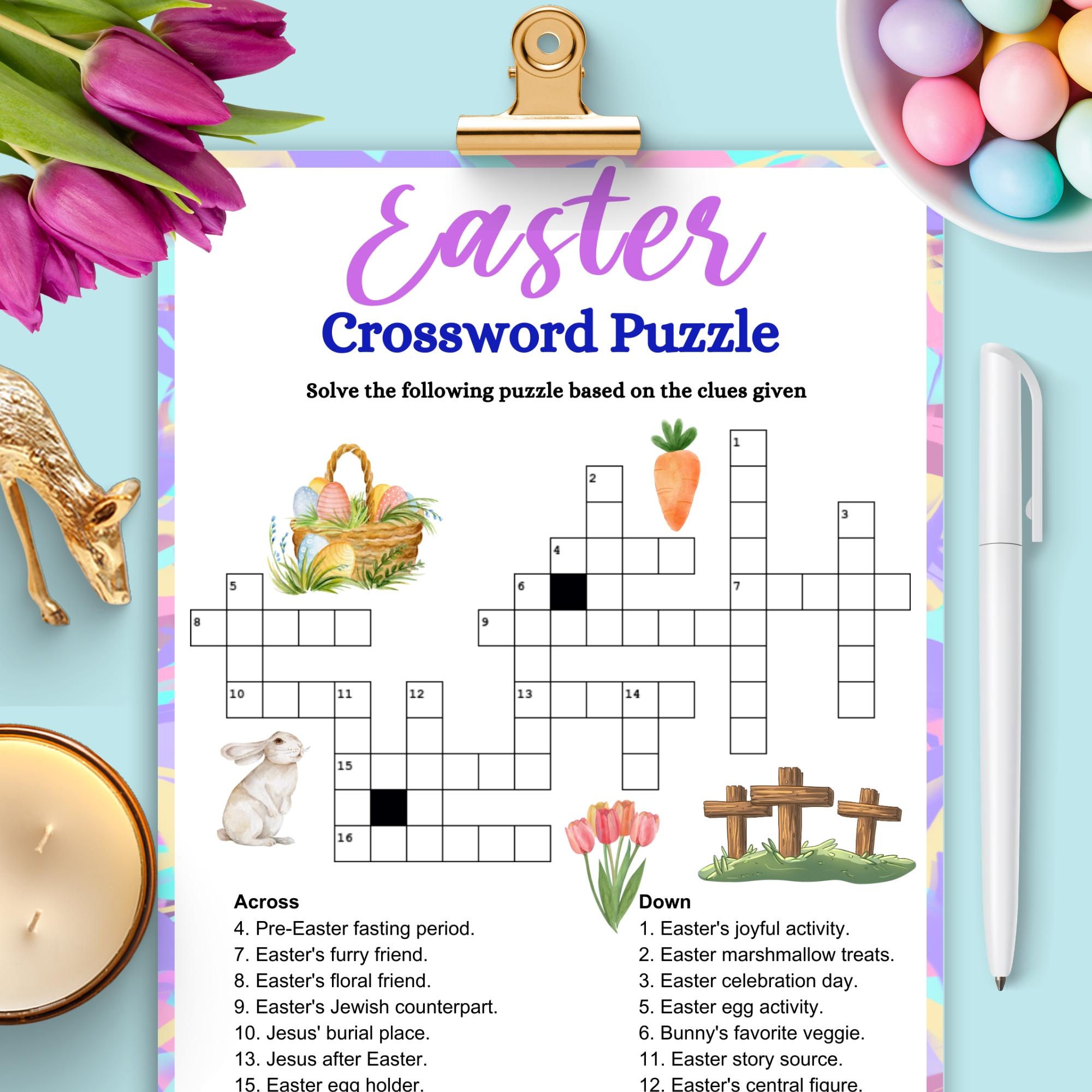Easter Crossword Puzzle Easter Games Group Adults Seniors Easter Trivia Printable Easter Party Games Family Easter Activity Kids Teens Etsy