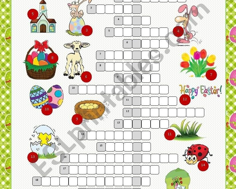 Easter Crossword Puzzle ESL Worksheet By Kissnetothedit