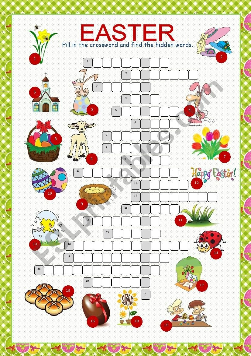 Easter Crossword Puzzle ESL Worksheet By Kissnetothedit