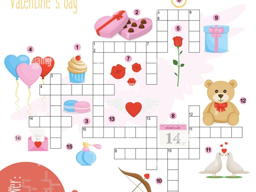 Easy Crossword Puzzle Valentine s Day For Children In Elementary And Middle School Fun Way To Practice Language Comprehension And Expand Vocabular Stock Photo Alamy
