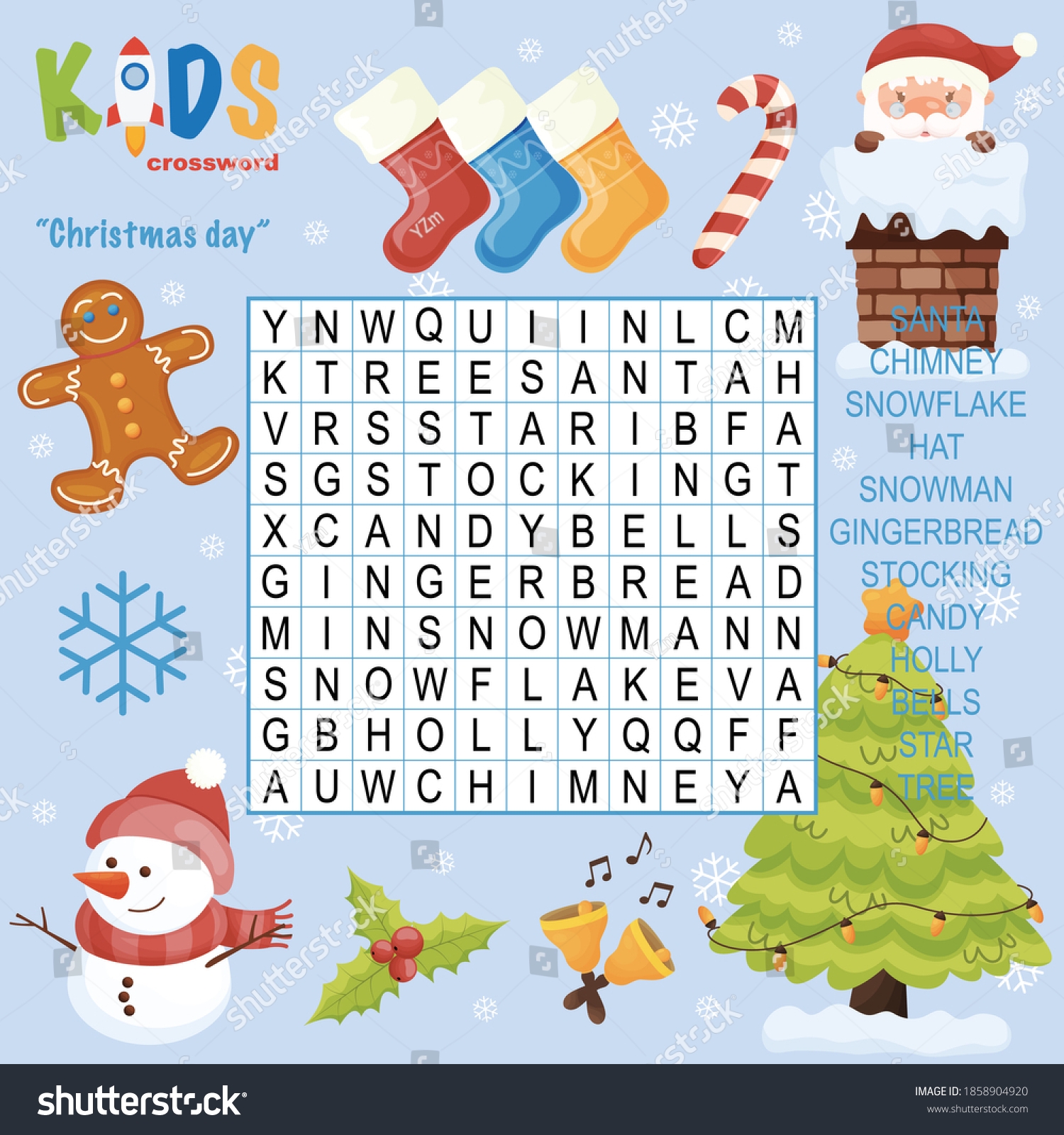 Easy Word Search Crossword Puzzle Christmas Stock Vector Royalty Free 1858904920 Shutterstock