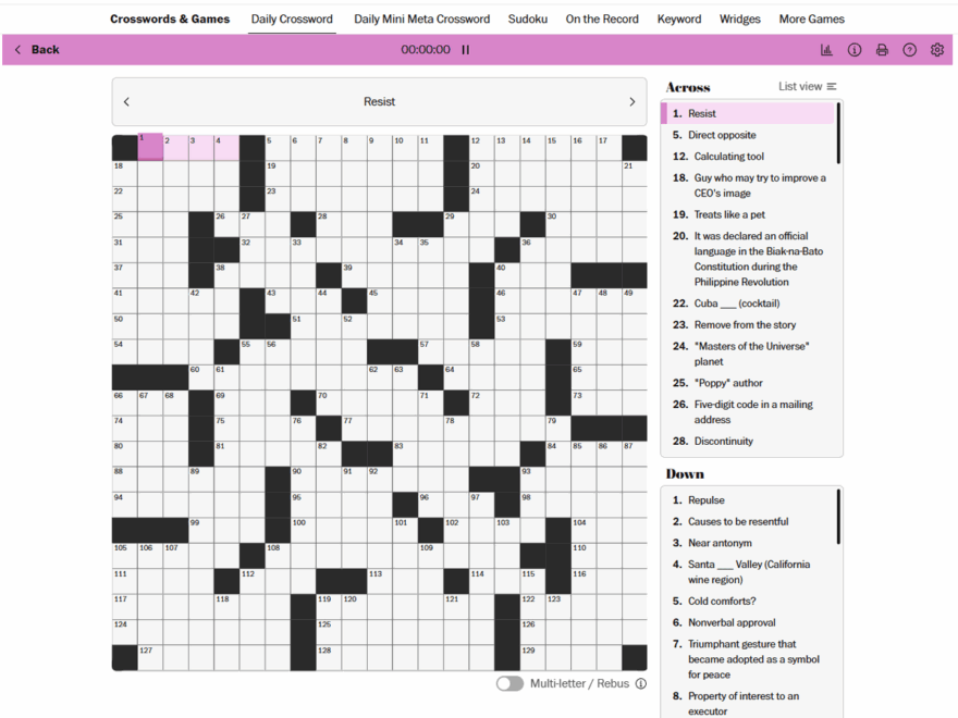 Evan Birnholz On X I Can Share A Couple Of Updates About The Washington Post s Online Crossword Page 1 The Pink Background Has Been Replaced With A White One 2 The Highlighted