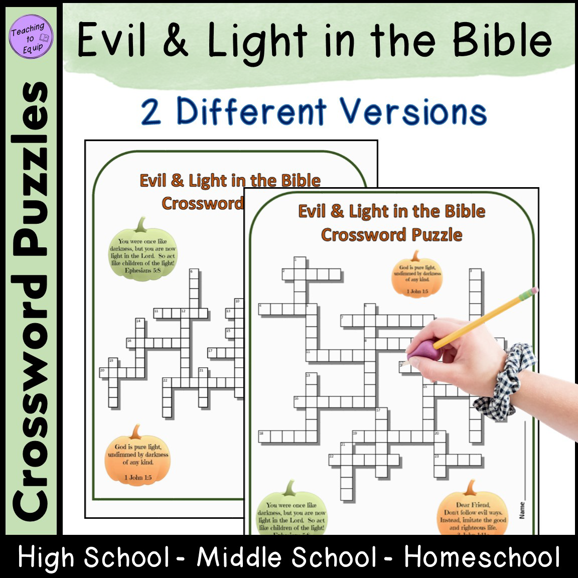 Evil Light In Bible Crossword Puzzle Halloween Made By Teachers