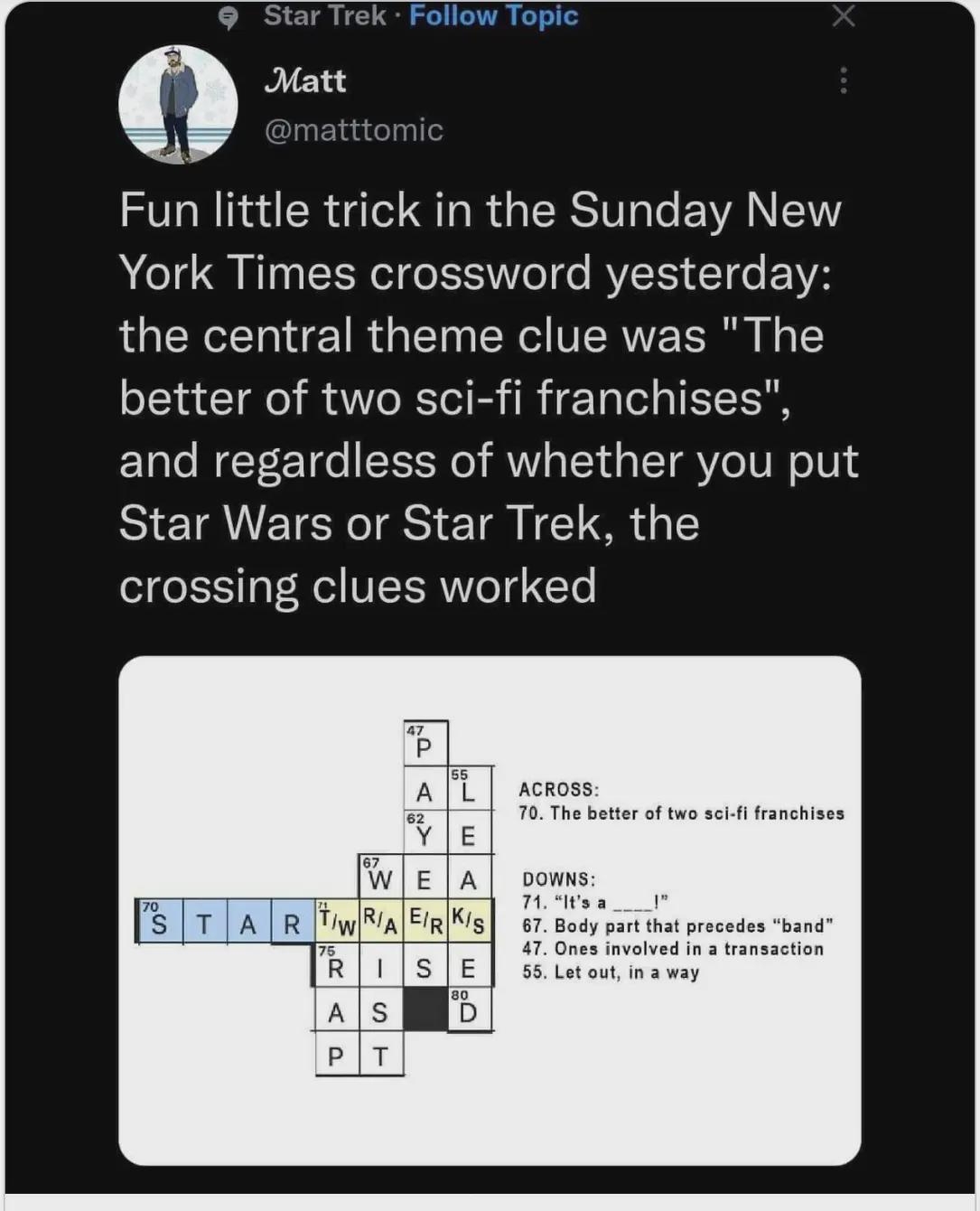 Printable Star Trek Crossword Puzzle