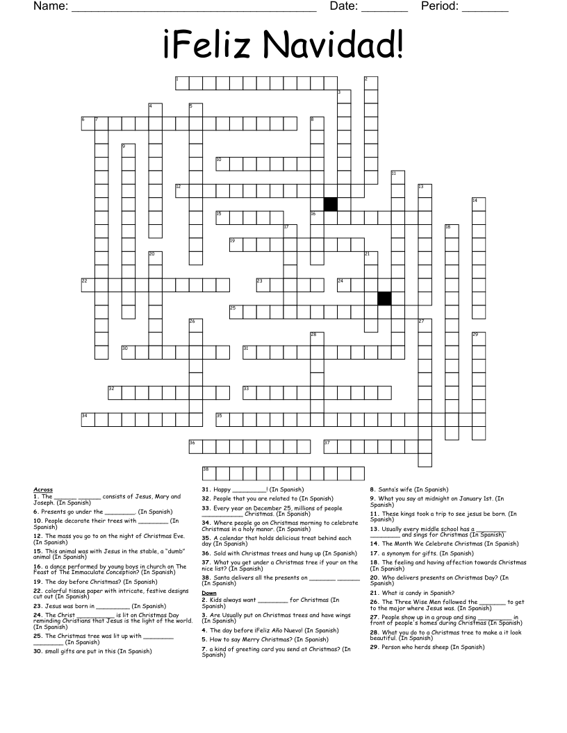 Feliz Navidad Crossword WordMint
