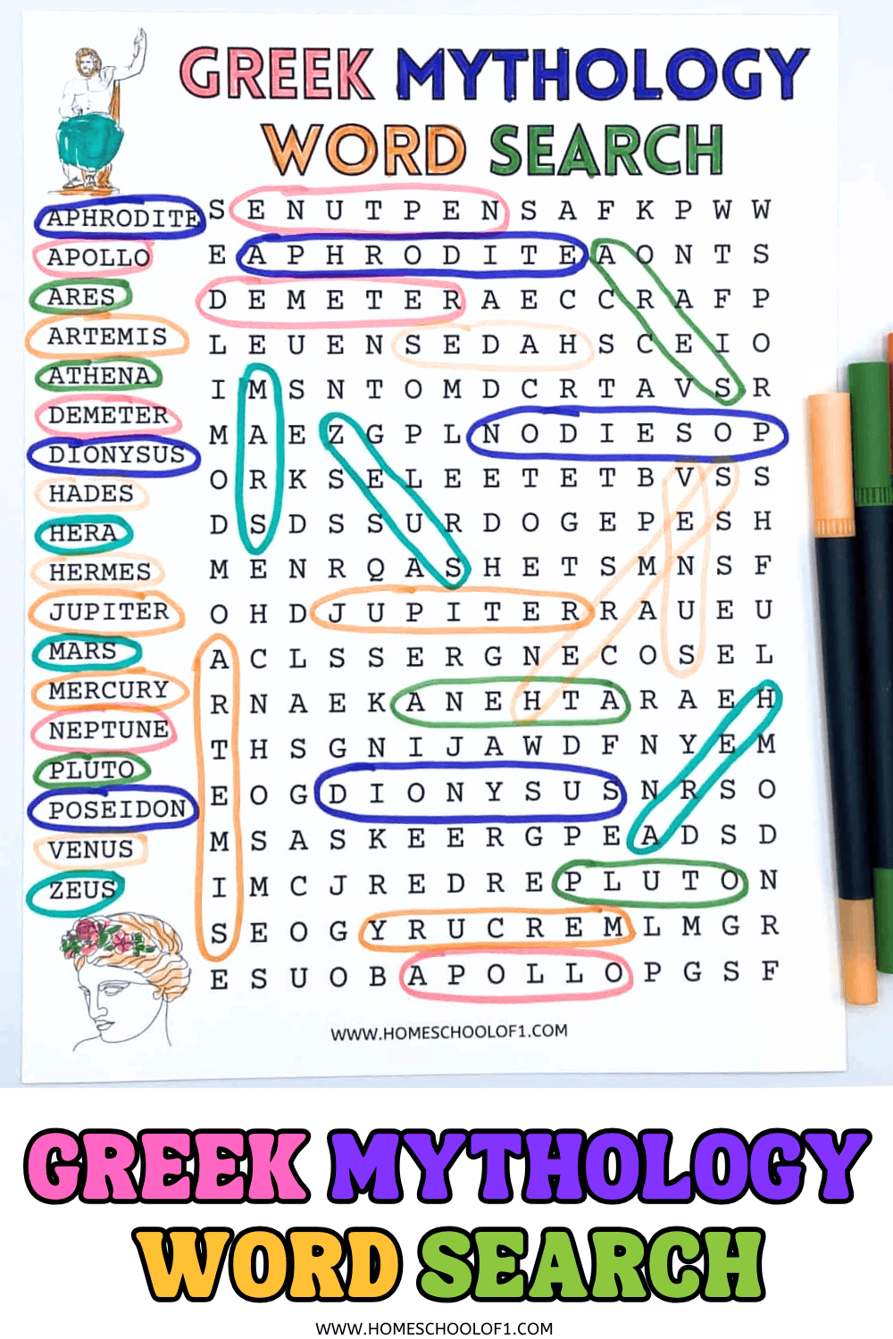 Free Greek Mythology Word Search Printable