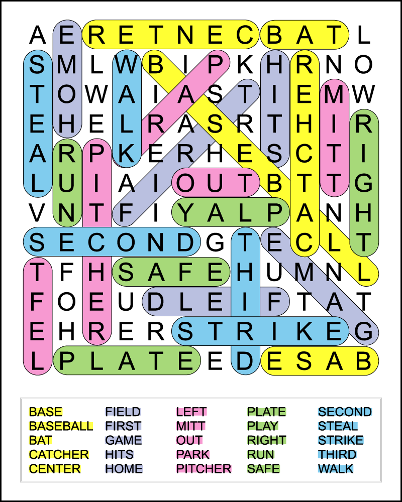 Free Printable Baseball Word Search For Kids Free Printable Baseball Word Search For Kids