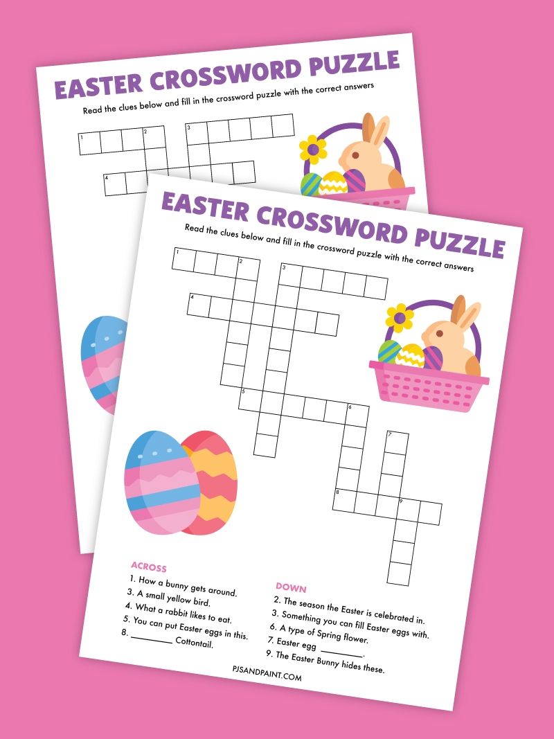 Free Printable Easter Crossword Puzzle Pjs And Paint