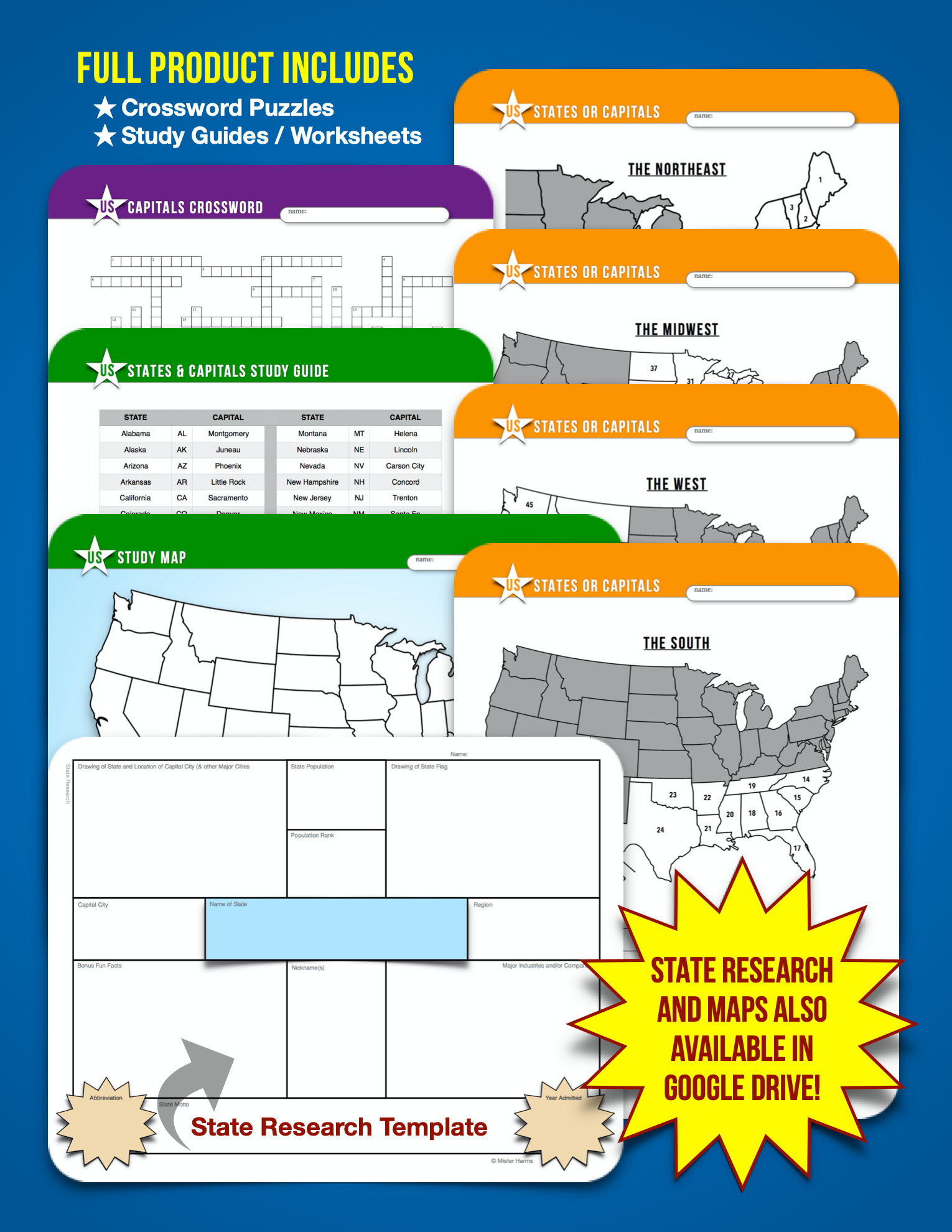 Printable Crosswords State Capitals