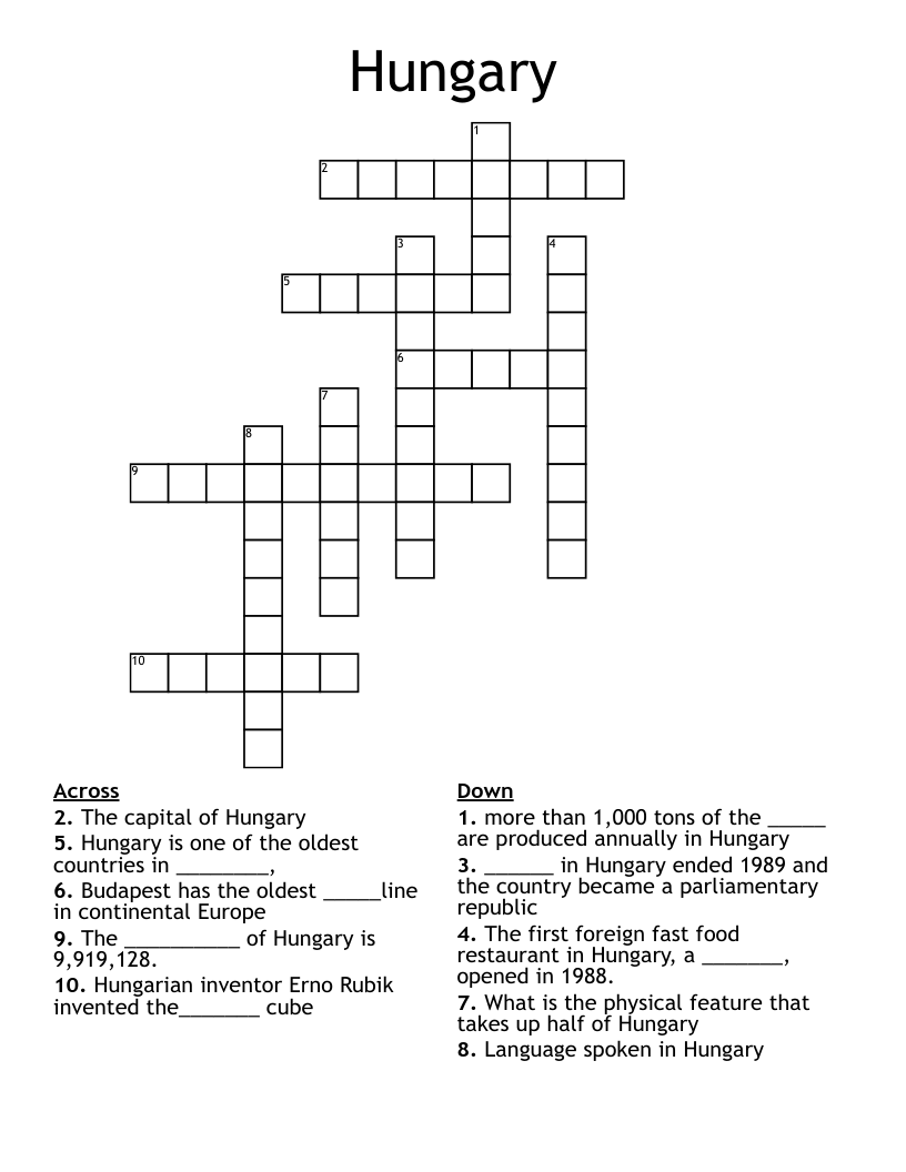 Hungary Crossword WordMint Hungary Crossword WordMint