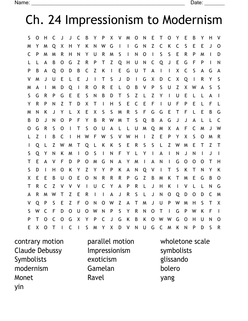 Impressionism Crossword WordMint