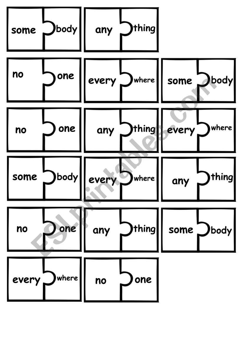 Indefinite Pronouns Puzzle ESL Worksheet By Marieladelcid