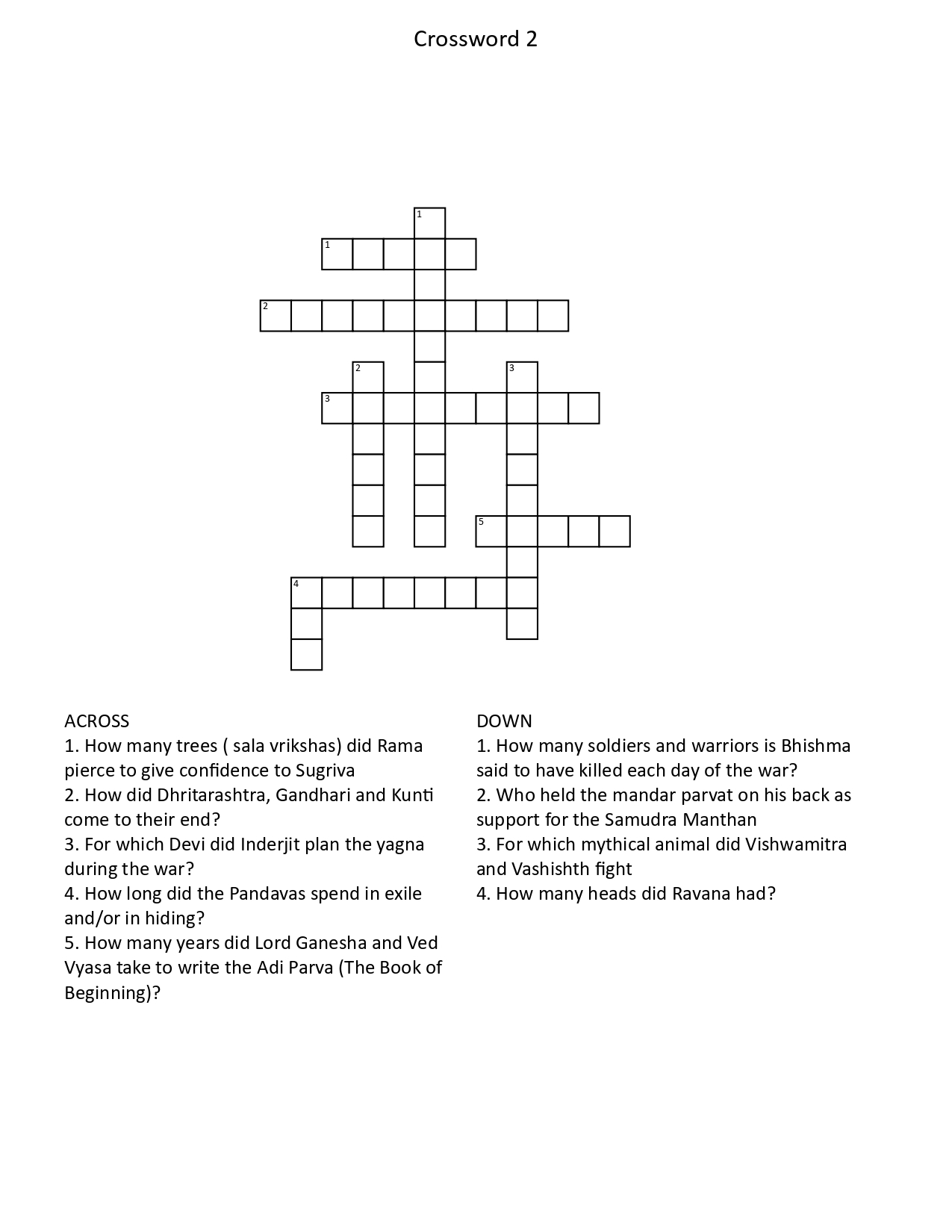Indian Mythology Children s Crossword Activity Book The Activity Books