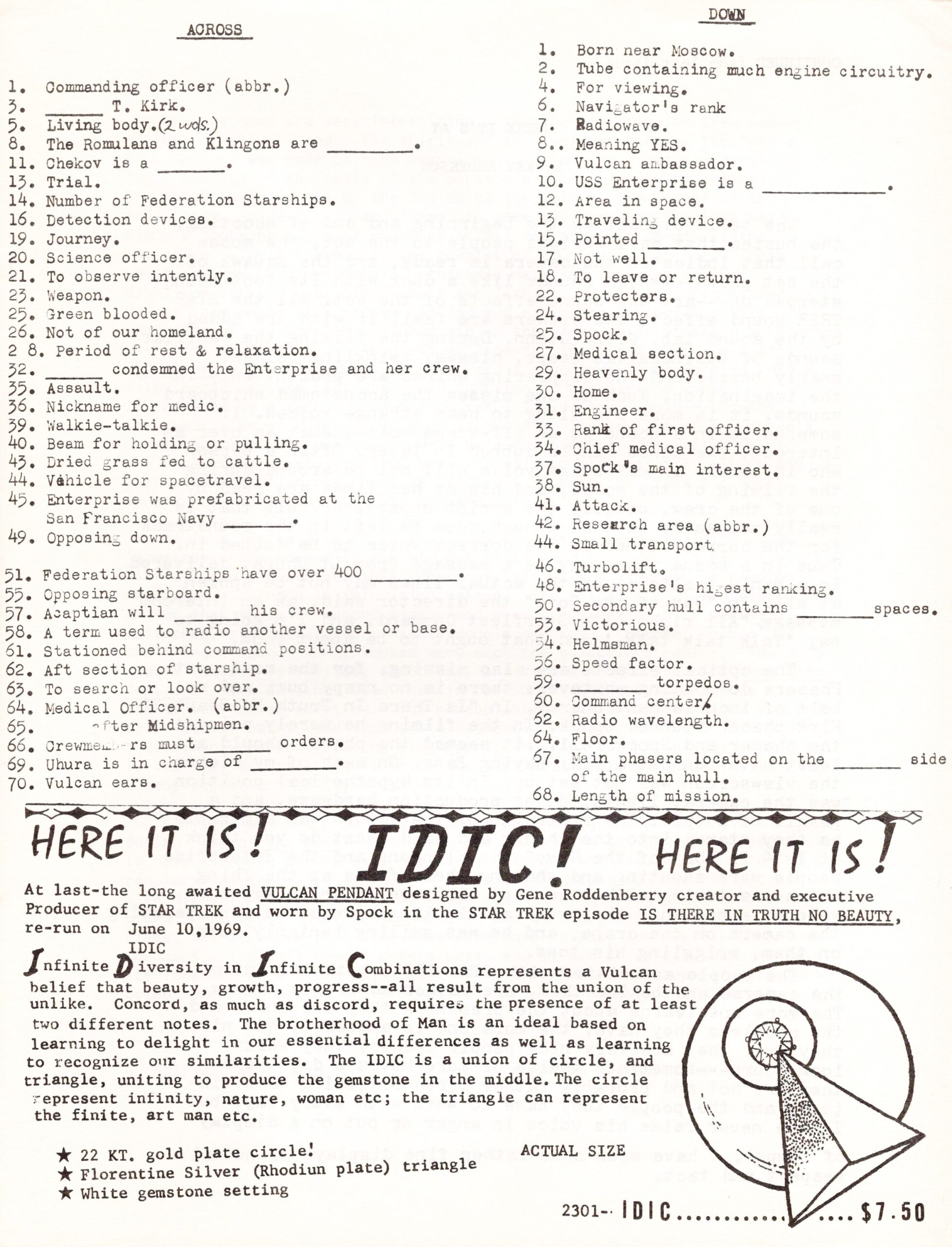 Inside Star Trek Crossword 25 Across Is SPVCK Collecting Trek