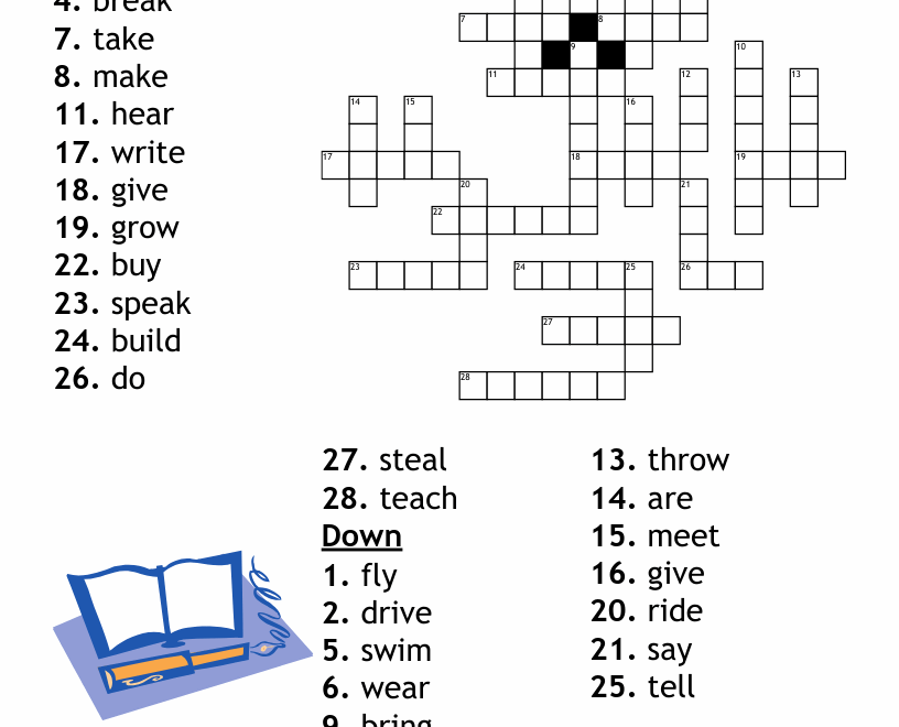 Irregular Verbs Past Past Participle Crossword WordMint