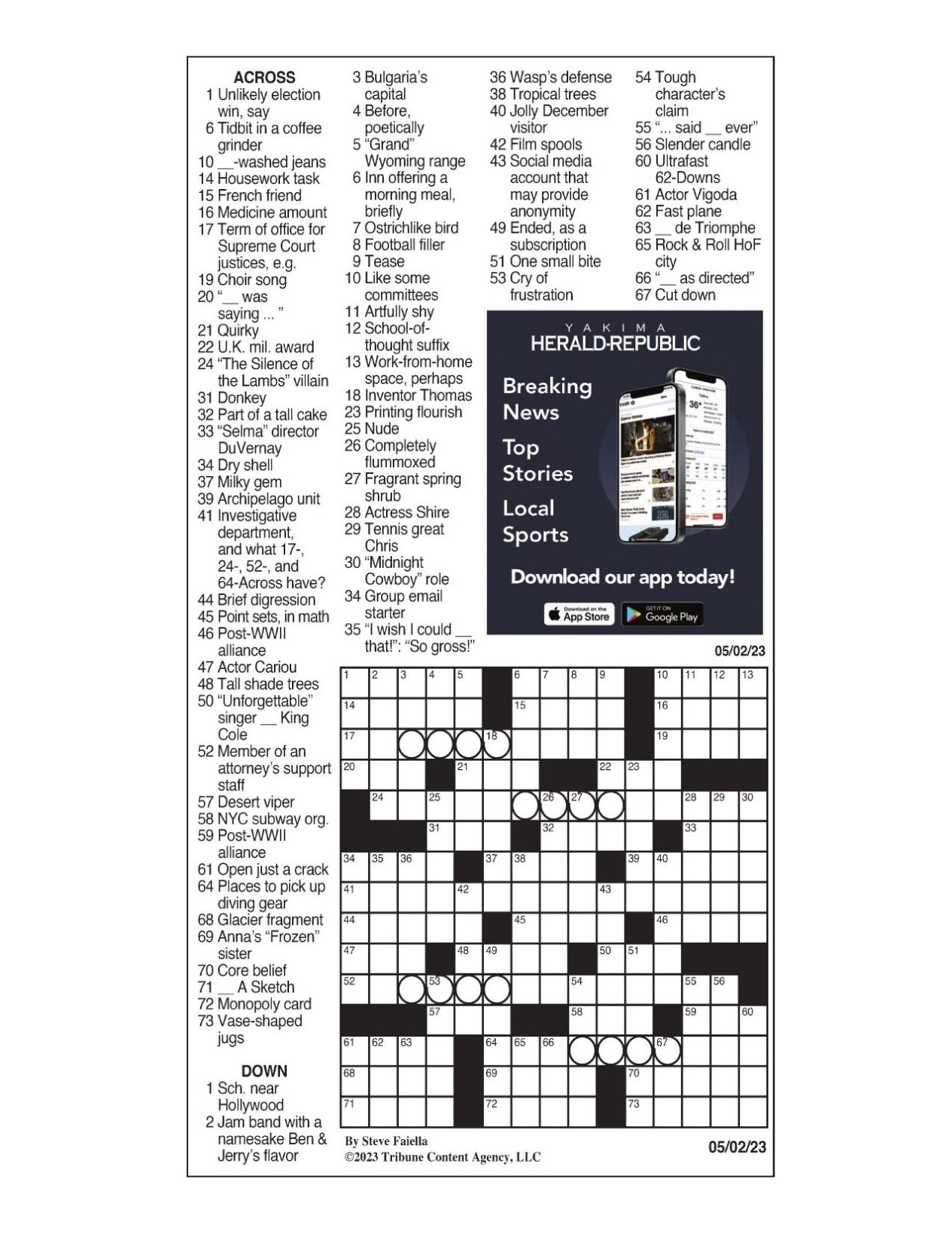 LA Times Crossword May 2 2023 Crosswords Yakimaherald LA Times Crossword May 2 2023 Crosswords Yakimaherald