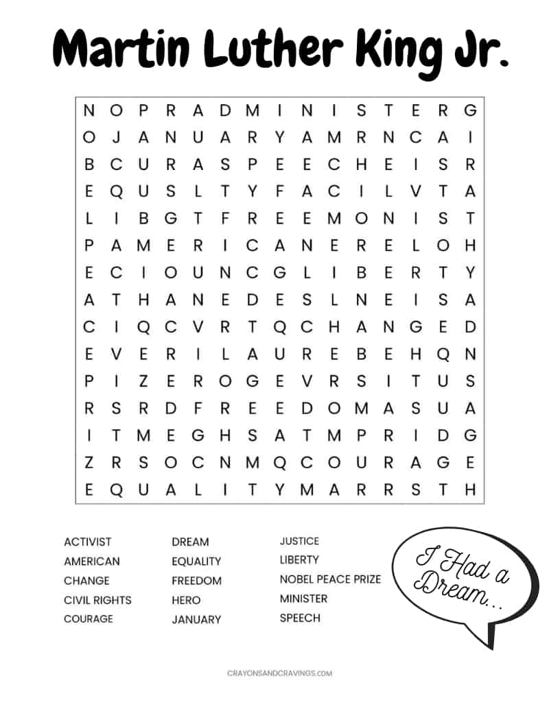 Martin Luther King Jr Crossword Puzzle Printable Martin Luther King Jr Crossword Puzzle Printable