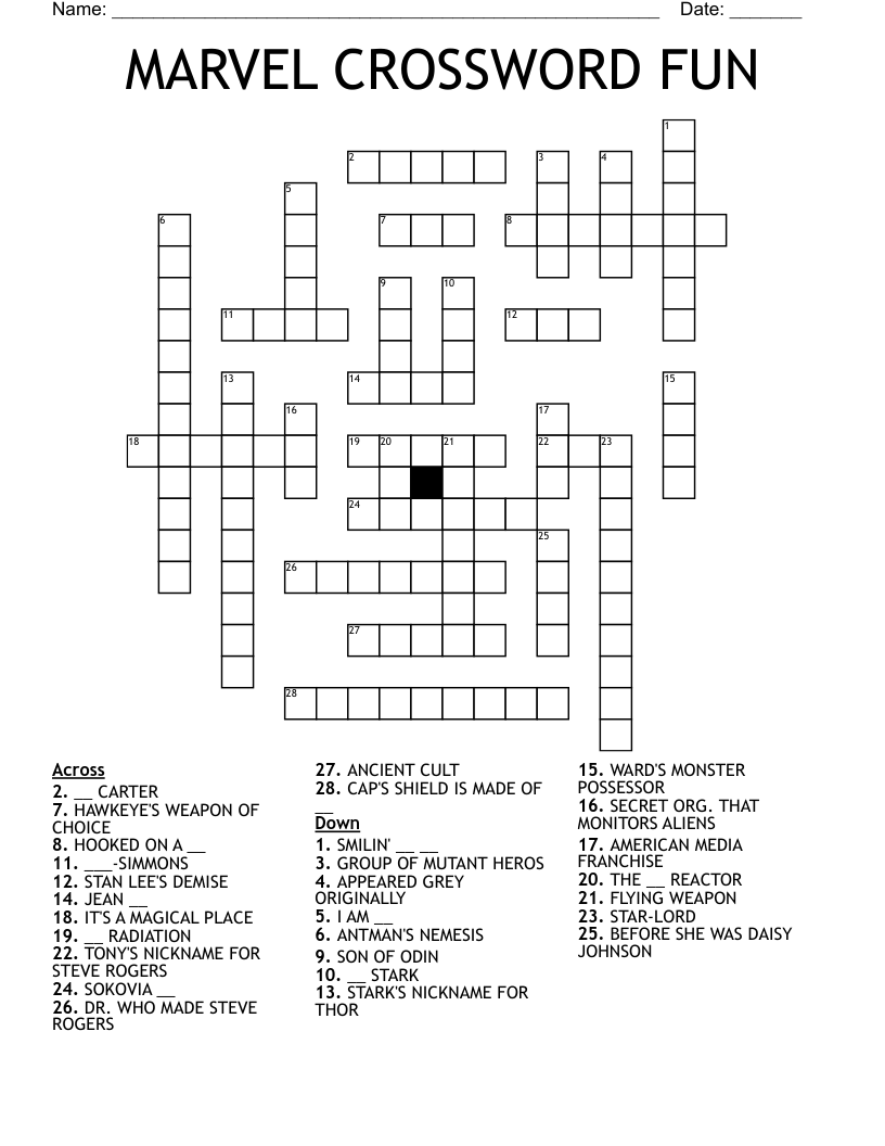 MARVEL CROSSWORD FUN WordMint MARVEL CROSSWORD FUN WordMint