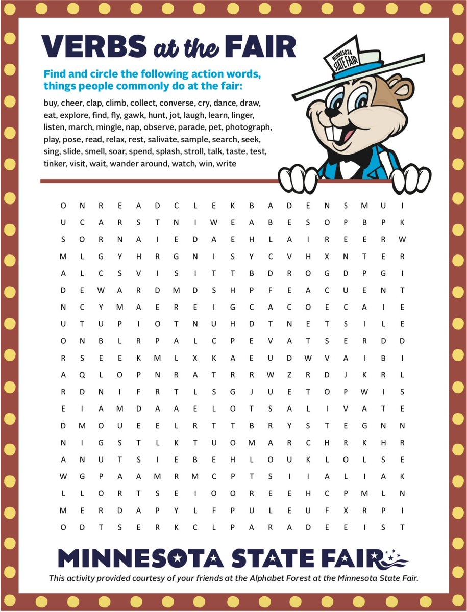 Printable State Fair Crossword Puzzles