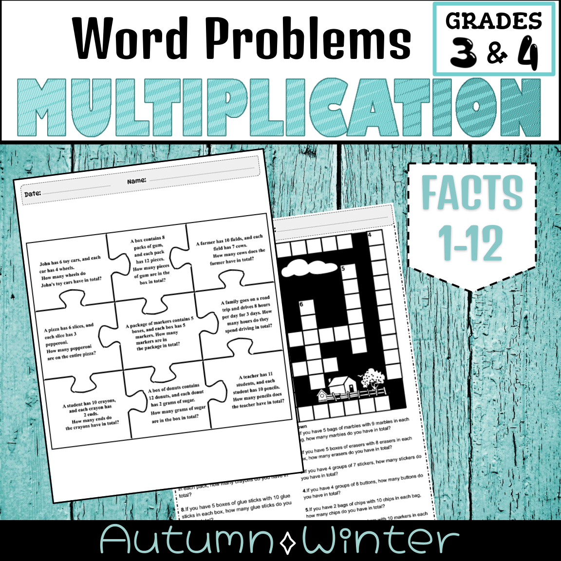 Multiplication Crossword Puzzle Word Problems Multiplying By Multiples Of 10 Made By Teachers