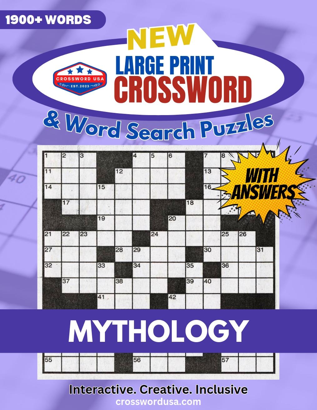 Mythology Crossword Puzzle Book 1900 Words Large Print Gods Heroes Creatures Etsy