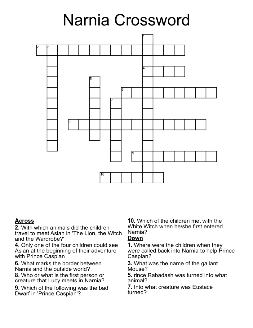 Narnia Crossword WordMint