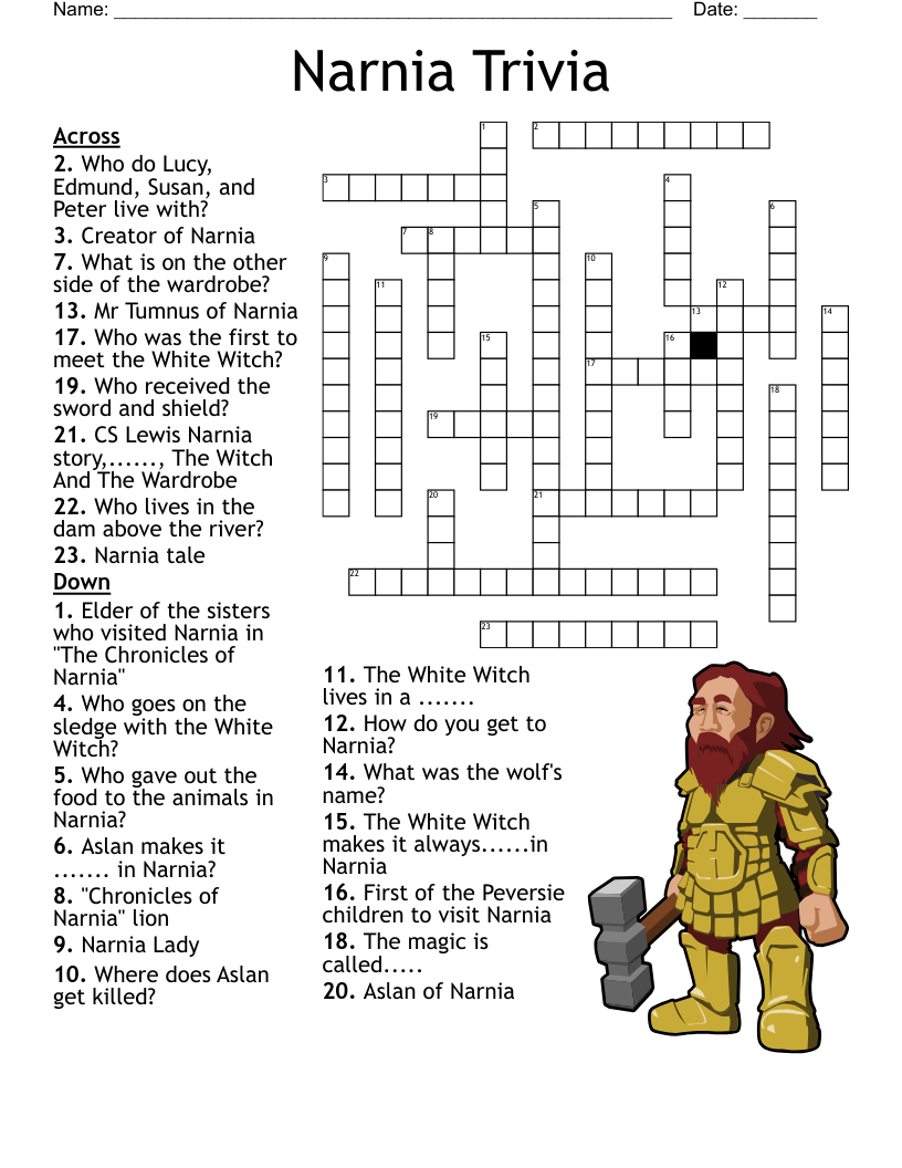 Narnia Trivia Crossword WordMint