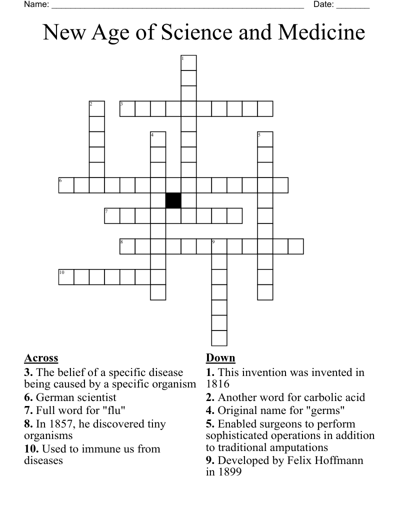 New Age Of Science And Medicine Crossword WordMint
