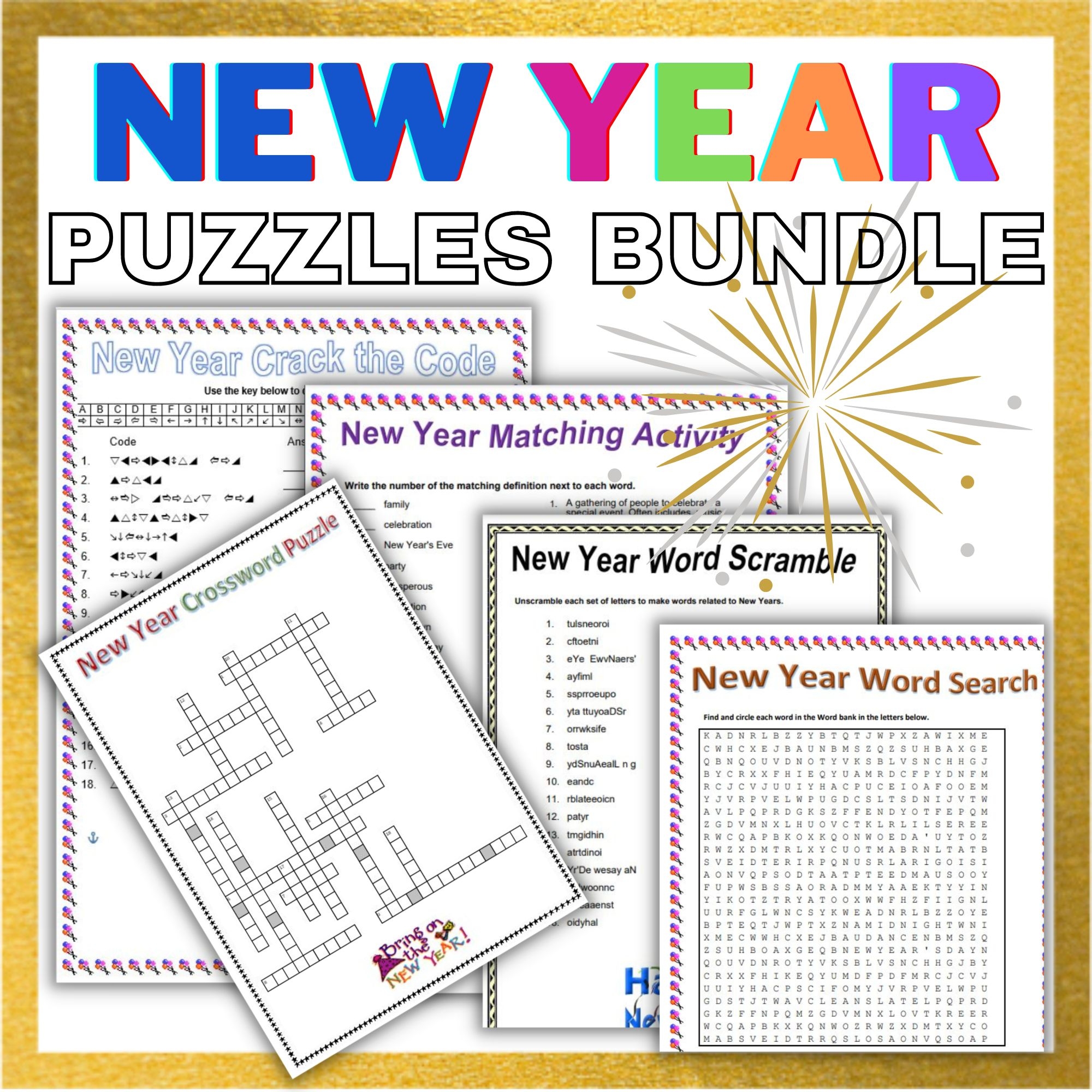 New Year Crossword Puzzle Printable