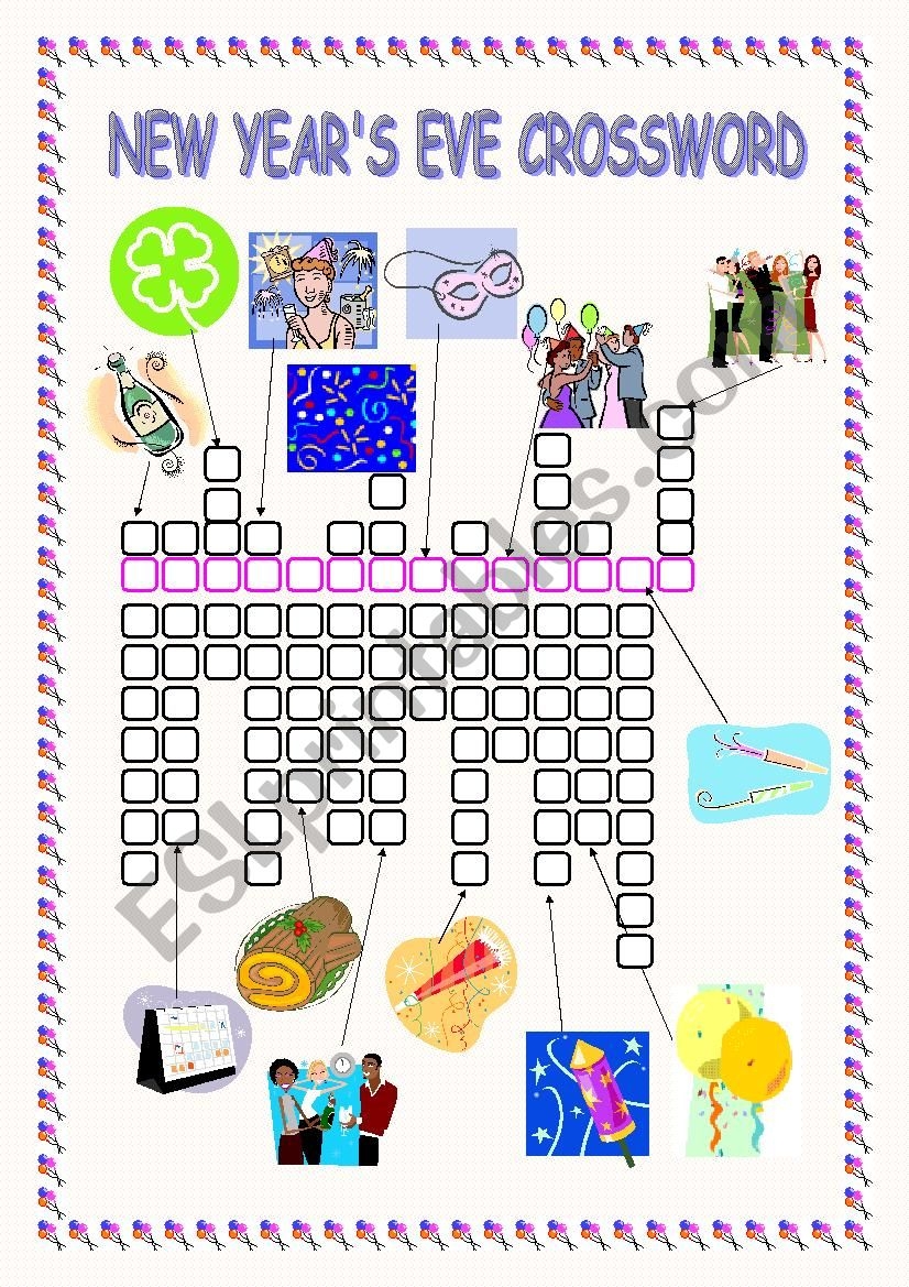 New Year s Eve Crossword ESL Worksheet By Eve25