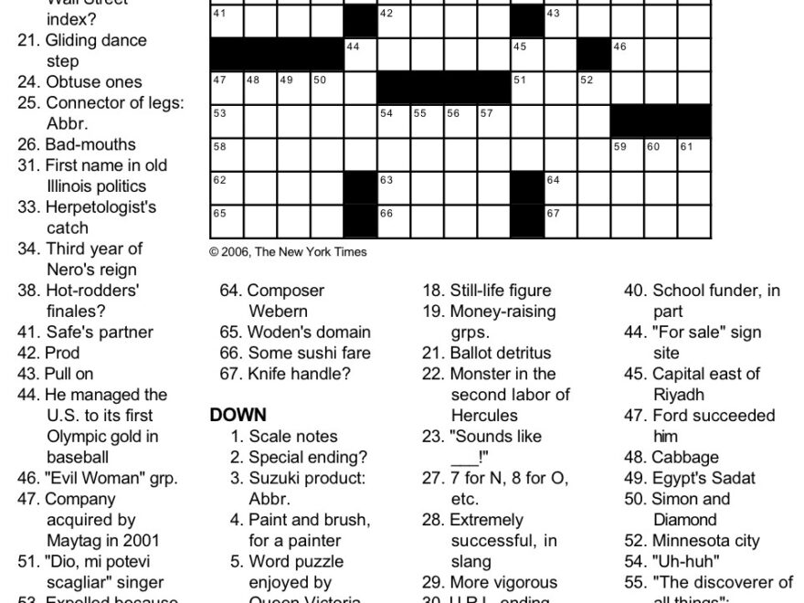 New York Times Crossword Puzzle By George Barany And Michael Shteyman Worksheets Library
