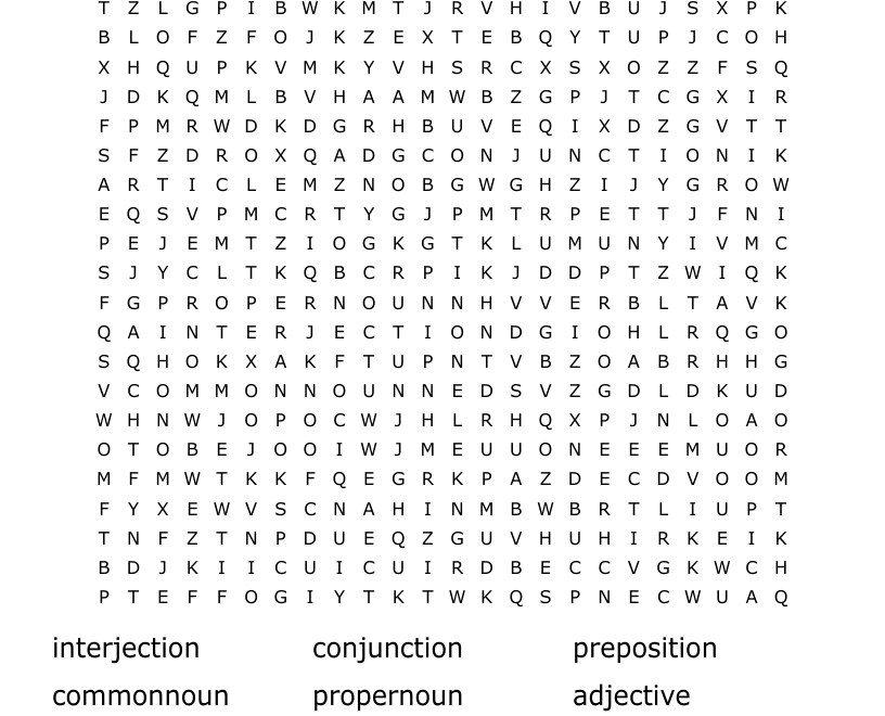 Parts Of Speech Word Search WordMint