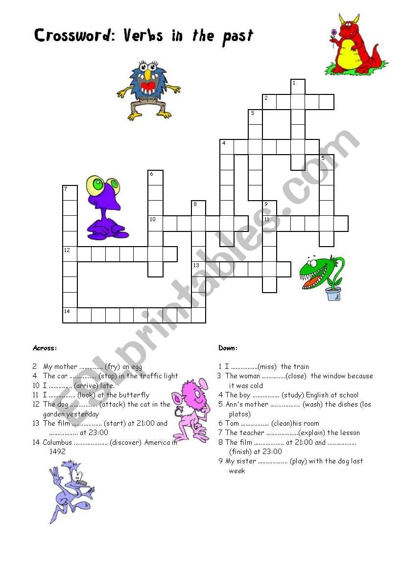 Past Simple Regular Verbs Crossword And Practice ESL Worksheet By Lolisitah76