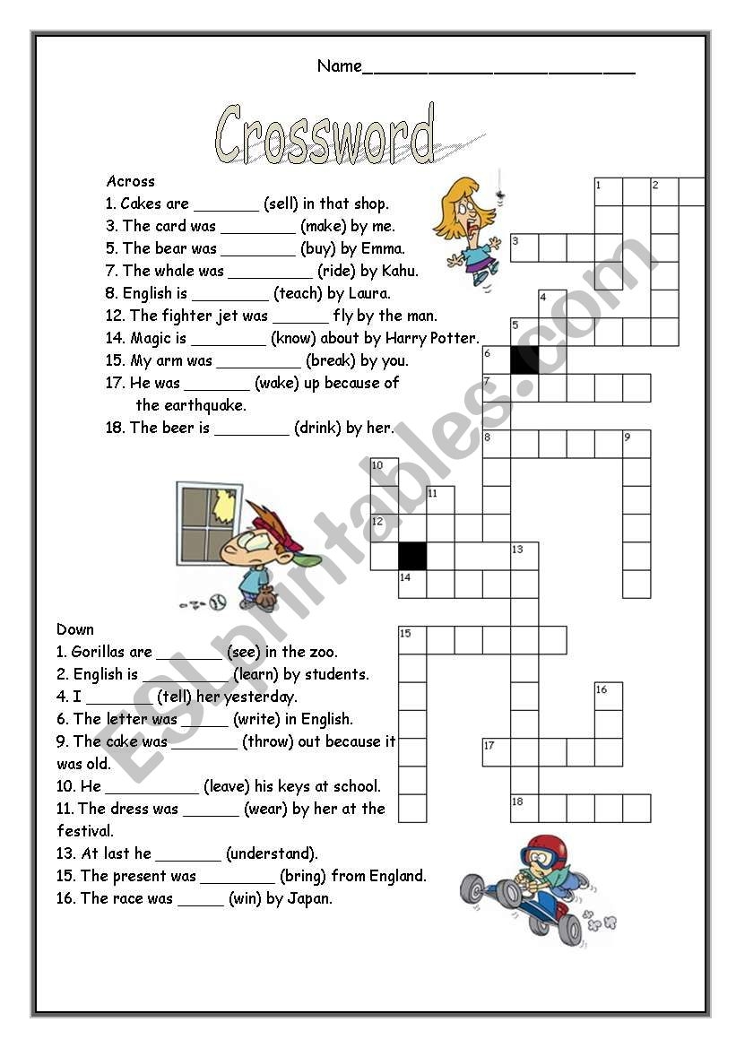 Past Tense Crossword ESL Worksheet By Laura Jane Past Tense Crossword ESL Worksheet By Laura Jane