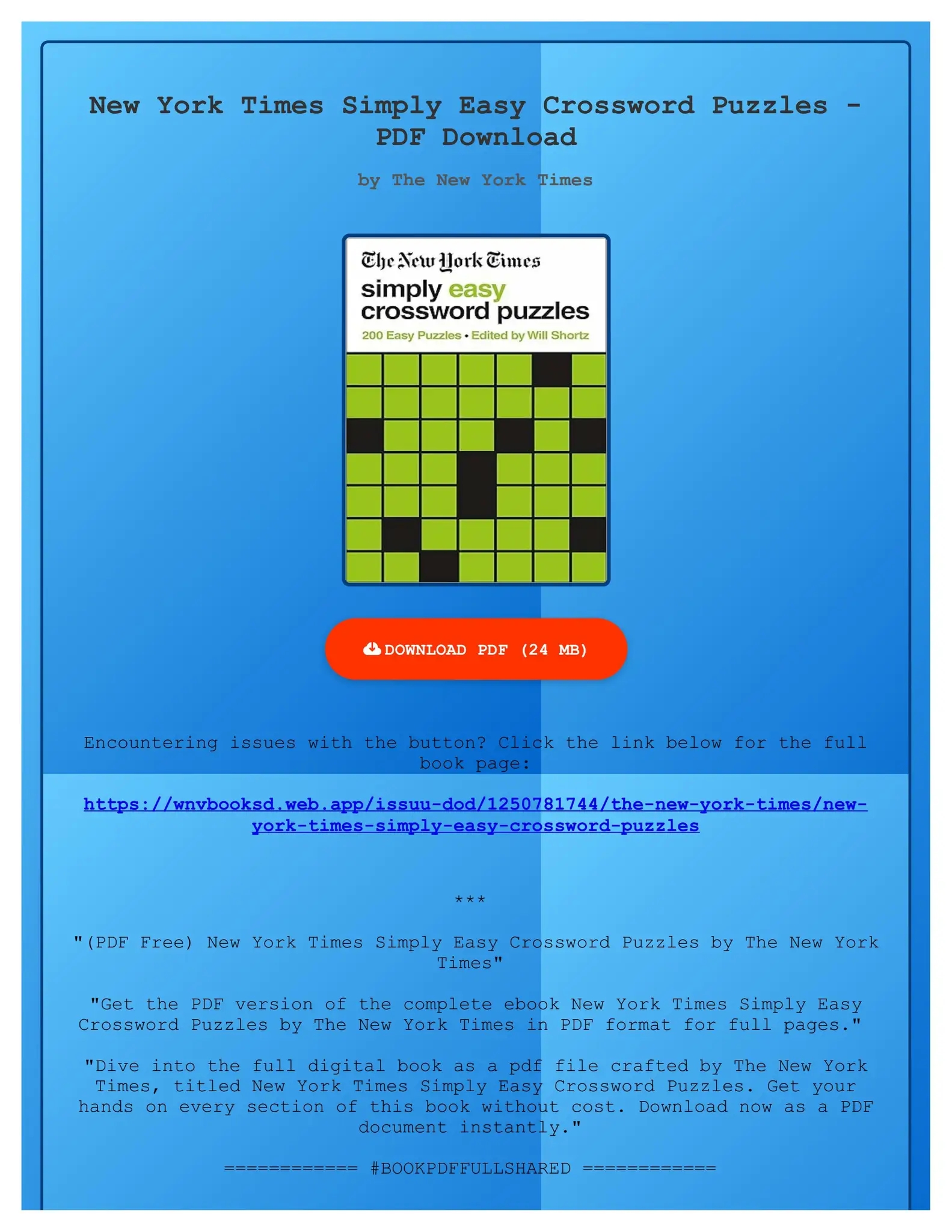 PDF Free New York Times Simply Easy Crossword Puzzles By The New York Times By HegmannMDpw Issuu