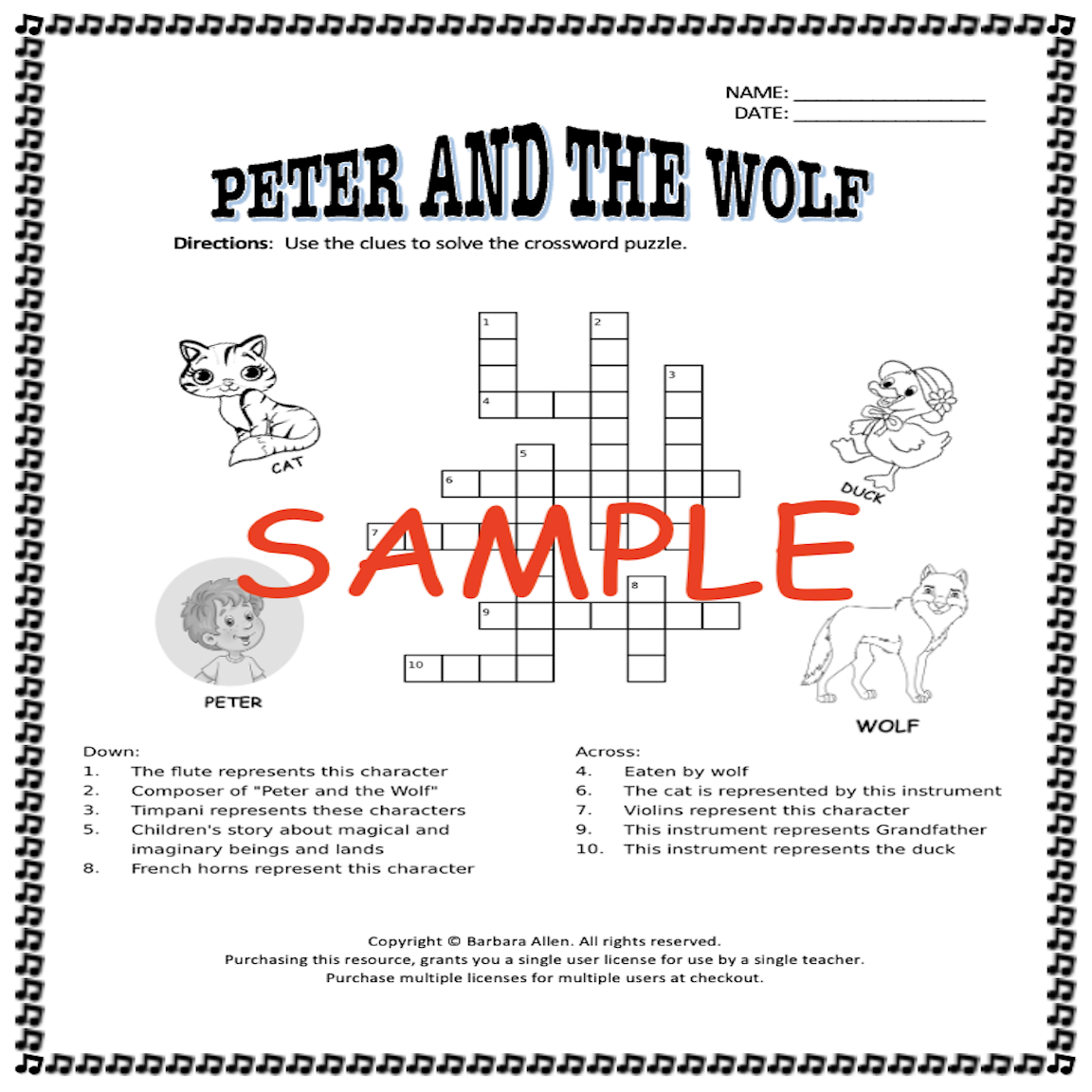 Peter And The Wolf Activity Fun Worksheets Packet Answer Keys Included Made By Teachers