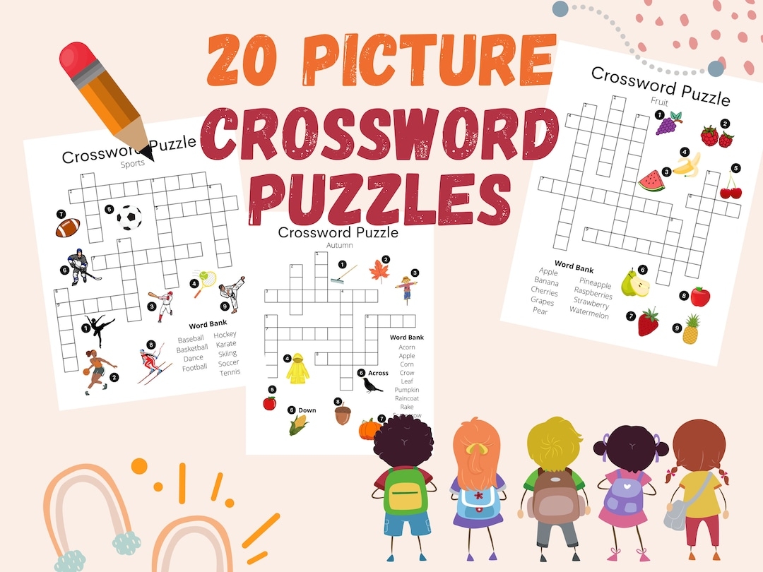 Picture Crossword Puzzle For Kids INSTANT DOWNLOAD School Word Games Dementia Activities Homeschool Activities Pediatric Games Etsy