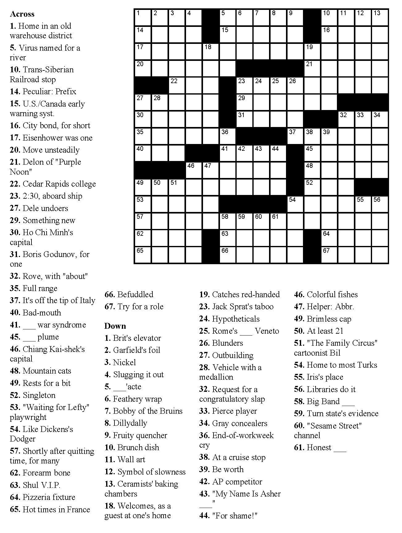 The Daily Commuter Crossword Puzzle Printable Free