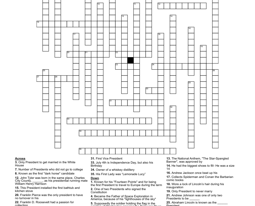 President s Day Crossword WordMint