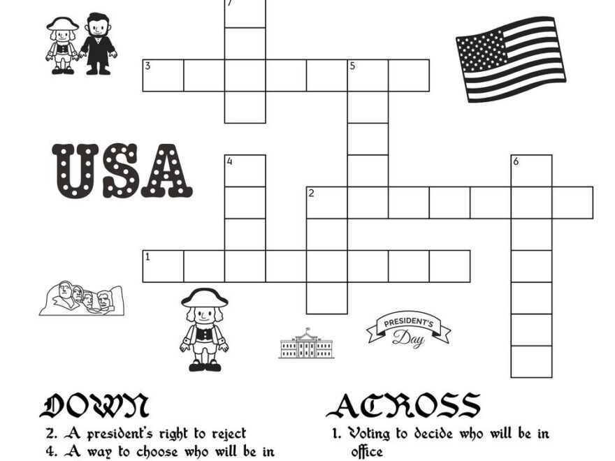 Presidents Day themed Crossword Puzzles Beeloo Printable Crafts And Activities For Kids