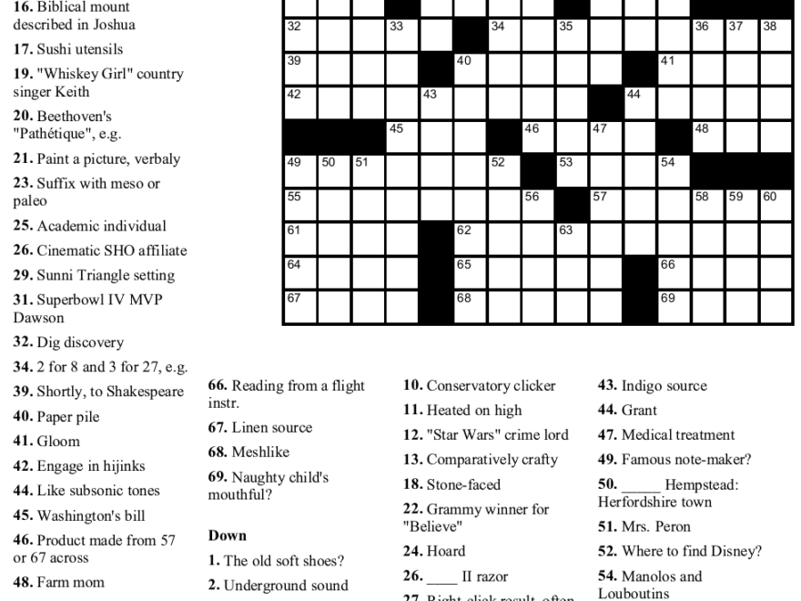 Printable Crossword Puzzle 45 Chef s Special Beekeeper Crosswords