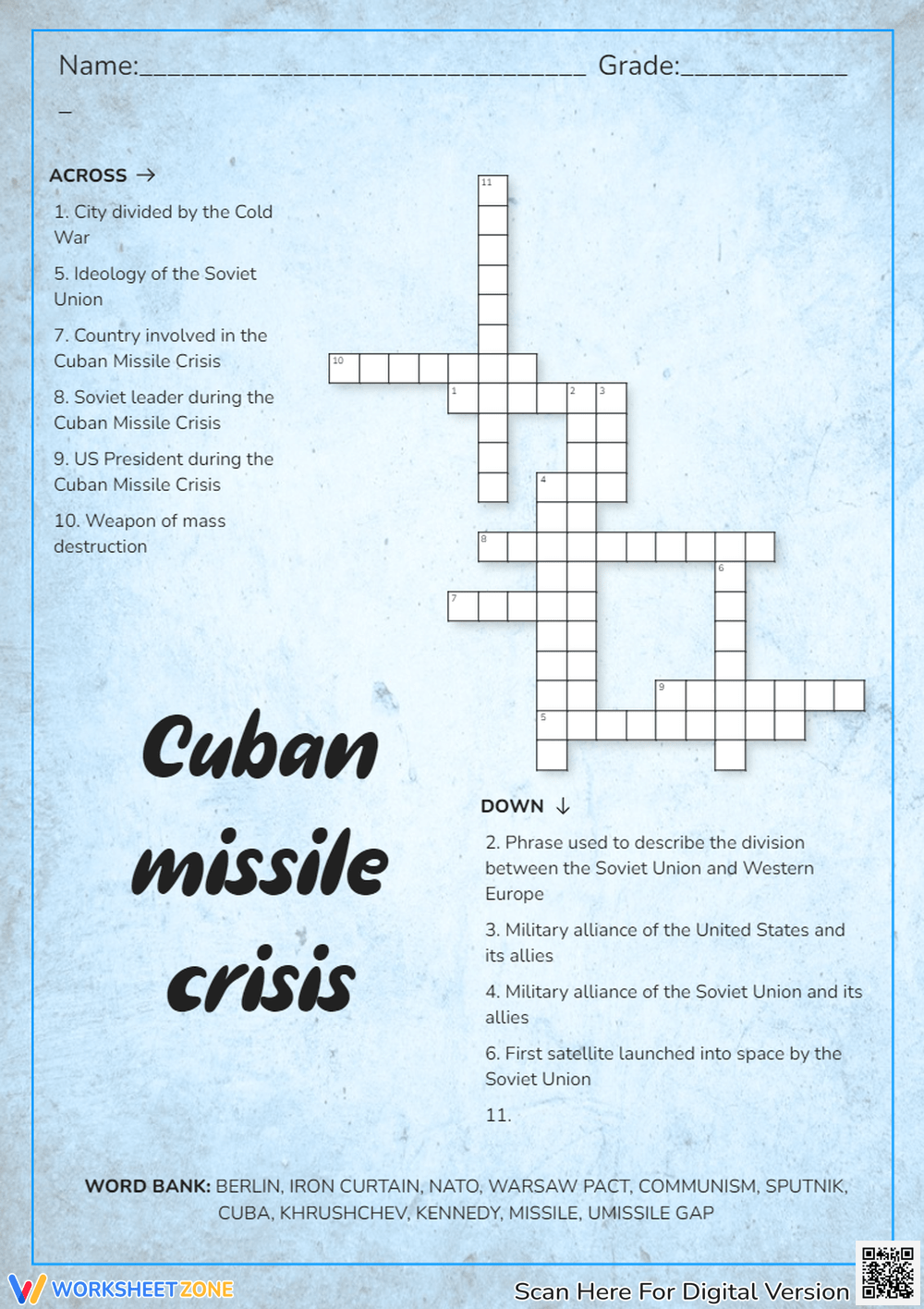 Printable Cold War Crossword