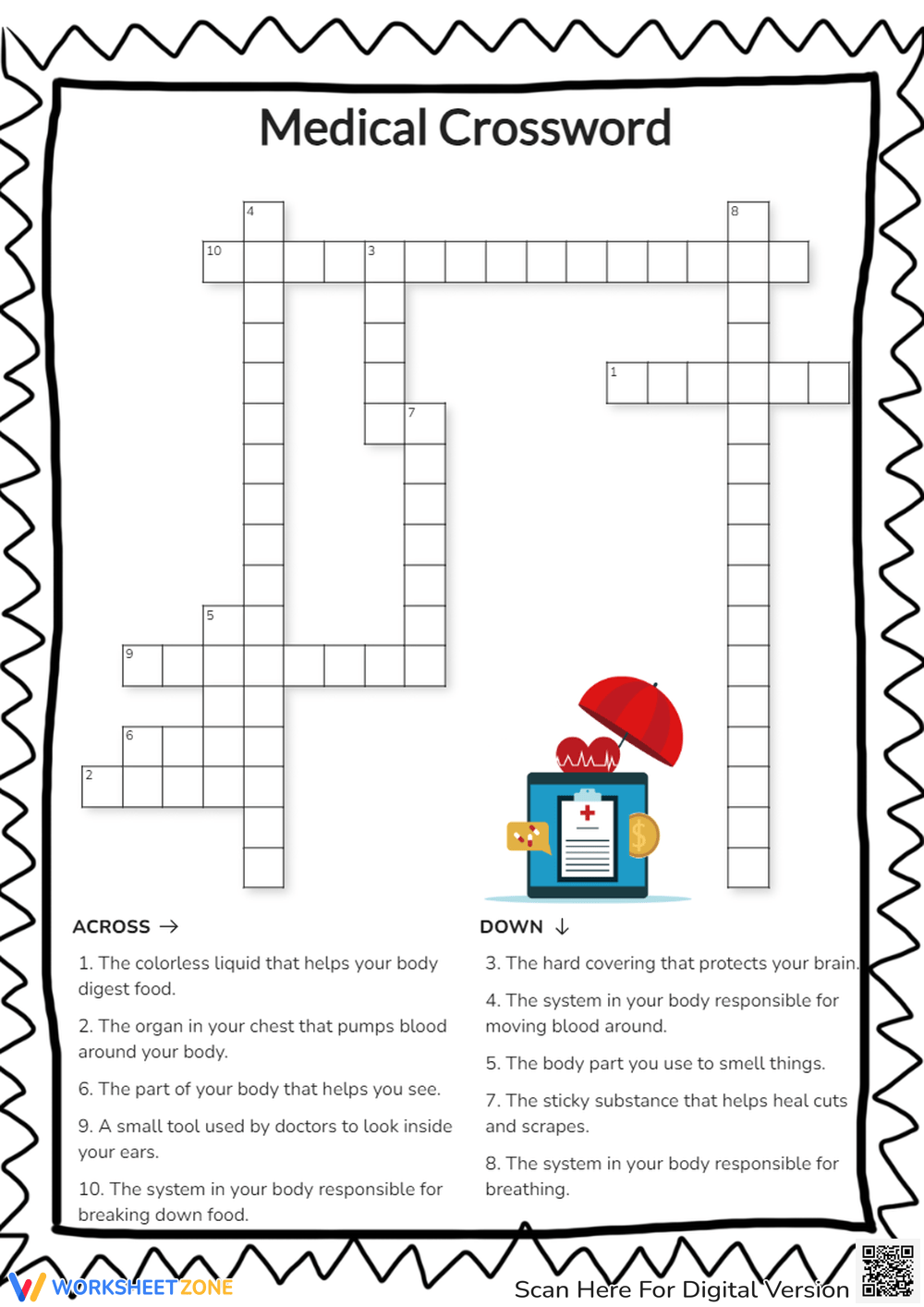 Printable Grade 4 Medical Crossword Puzzles Worksheets